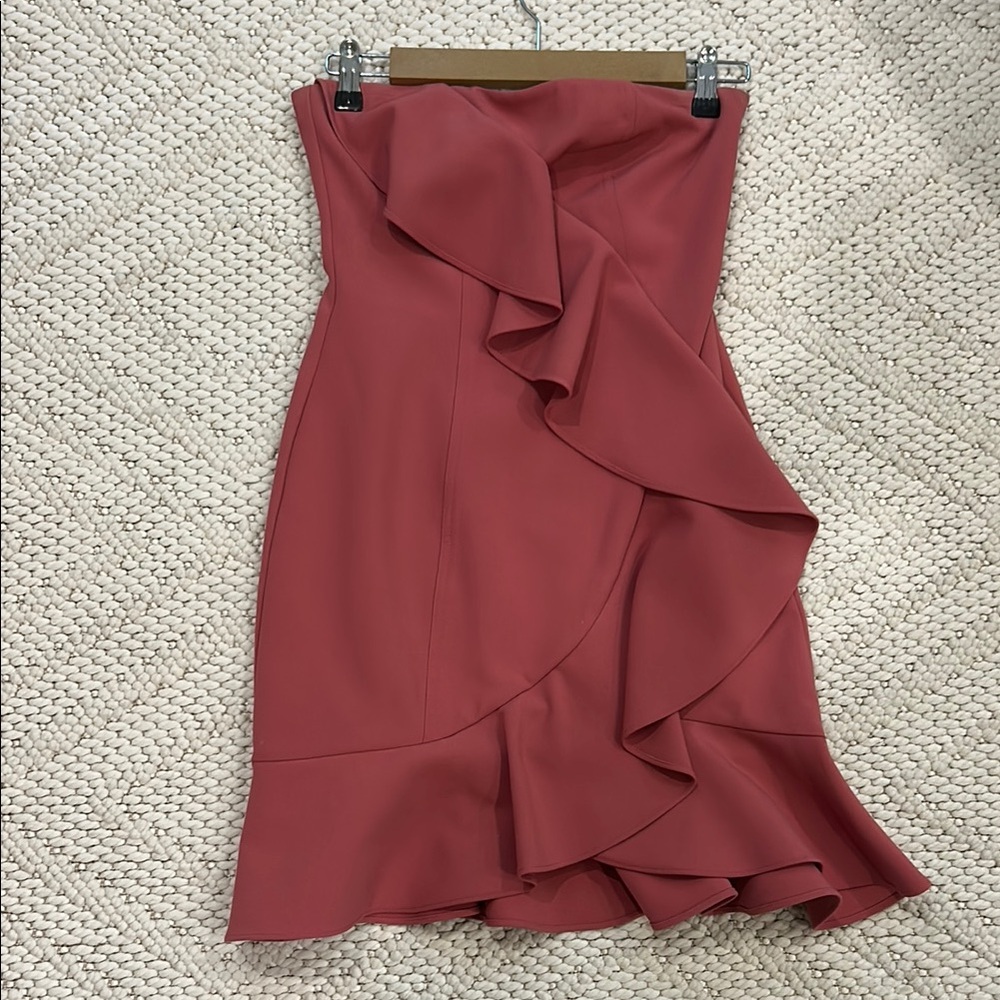 Likely Pink Asymmetrical Ruffled Strapless Dress